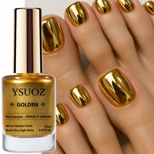 Golden Metallic Nail Polish, Quick-Drying Formula, No Baking Required, Long-Lasting Shine, Salon-Style Manicure, Alcohol-Free, Suitable for Adults, a Must-Have for Nail Art Enthusiasts