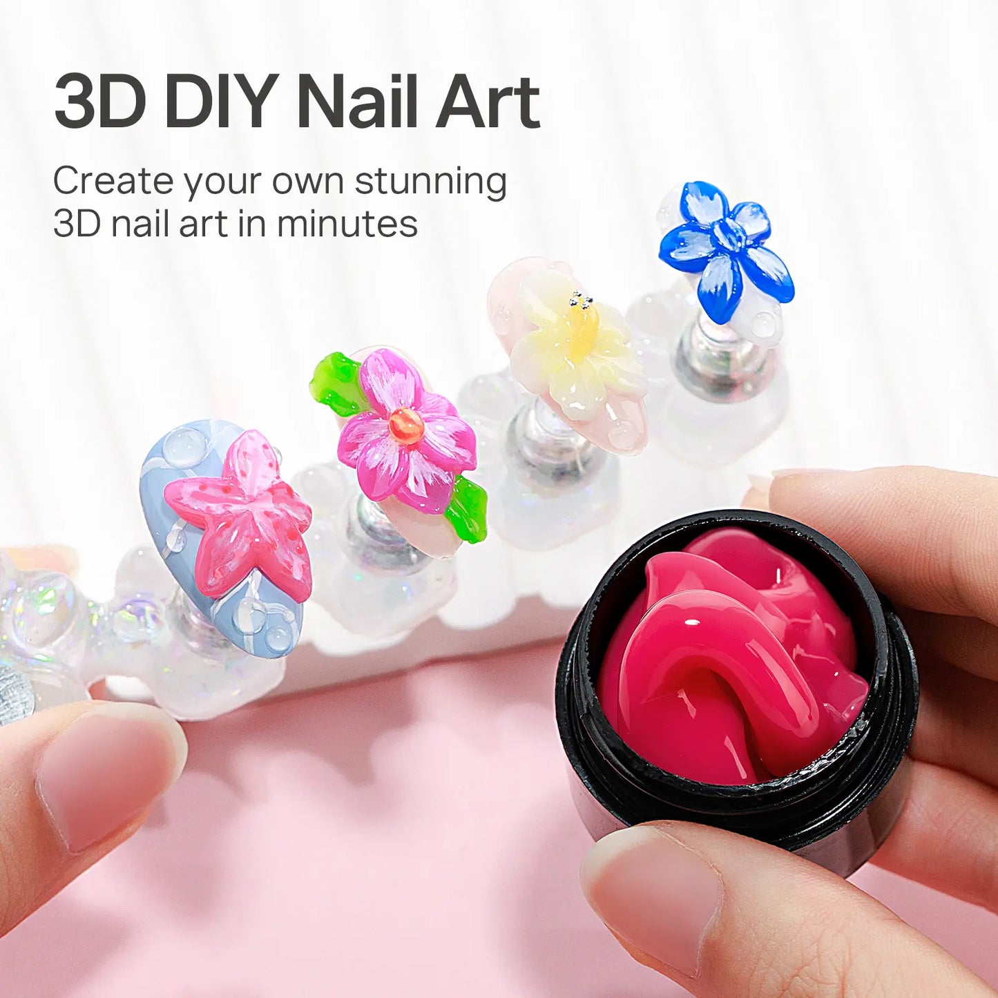 [Pre-Orde] MIZHSE 3D Nail Art Gel Kit – Multi-Color Set for Flowers, Charms & Creative Designs | Non-Sticky Builder Gel