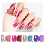 MIZHSE Cat Eye Gel Nail Polish, Dawn Cat Eye Effect Magnetic Gel Polish Set, 8 Colors Crystal Jelly Pink Red Green Purple Nail Gel with Magnet Stick Soak off Nail Art Gift for Women Acrylic Daily