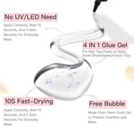 Curvlife 10G Semi-Solid Glue and 20Ml Pinpoint Glue Remover Kit - Gel for Press on Nails, Quick Dry No UV Lamp Needed with Gentle Non-Acetone Remover, Fake Nail Tips