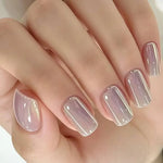 10Ml Sugar Glaze Donut Clove Mirror Aurora Nail Strengthener - Polarized Unicorn Polish, No Light Needed, Natural Drying, Easy Application, High-Gloss Reflective Effect, Jelly Texture, Beauty Enhancer