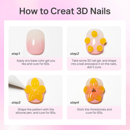 [Pre-Orde] MIZHSE 3D Nail Art Gel Kit – Multi-Color Set for Flowers, Charms & Creative Designs | Non-Sticky Builder Gel