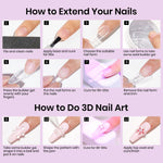 MIZHSE Solid Builder Gel Kit 2PCS 60G – Clear & White 3D Flower Sculpting Nail Gel with Chrome Powder for 3D Nail Art & Extensions