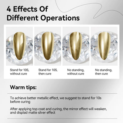 MIZHSE Gold and Silver Liquid Chrome Gel Liner Nail Art 3D Mirror Gel Paint 7ML, Metal Glossy Painting, Drawing Line Swirl, French Nail Design, Dotting Soak-Off Manicure Set