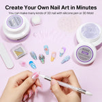 MIZHSE Solid Builder Gel Kit 2PCS 60G – Clear & White 3D Flower Sculpting Nail Gel with Chrome Powder for 3D Nail Art & Extensions
