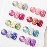 MIZHSE Cat Eye Gel Nail Polish, Dawn Cat Eye Effect Magnetic Gel Polish Set, 8 Colors Crystal Jelly Pink Red Green Purple Nail Gel with Magnet Stick Soak off Nail Art Gift for Women Acrylic Daily