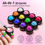 [Pre-Orde] MIZHSE 3D Nail Art Gel Kit – Multi-Color Set for Flowers, Charms & Creative Designs | Non-Sticky Builder Gel